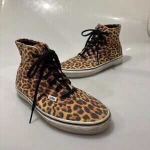 Vans 9 Womens Leopard Animal Print Canvas Hi-Top Gym Shoes Sneakers 7375